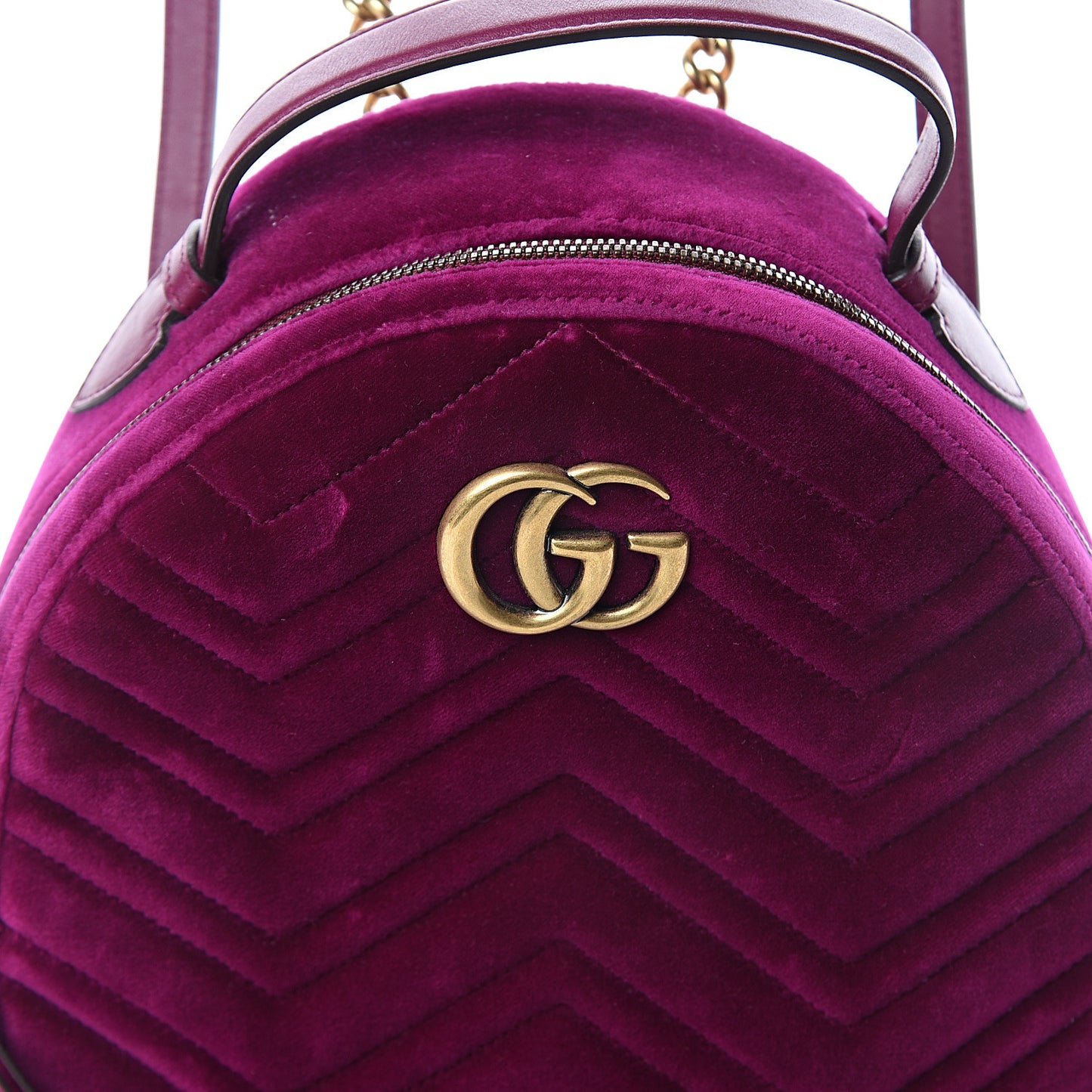 Velvet Matelasse GG Marmont Dome Backpack Fuchsia Violet Cyclamen
