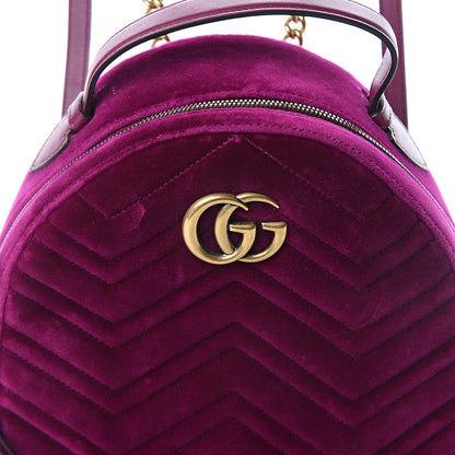 Gucci Velvet Matelasse GG Marmont Dome Backpack Fuchsia Violet Cyclamen 6 of 8