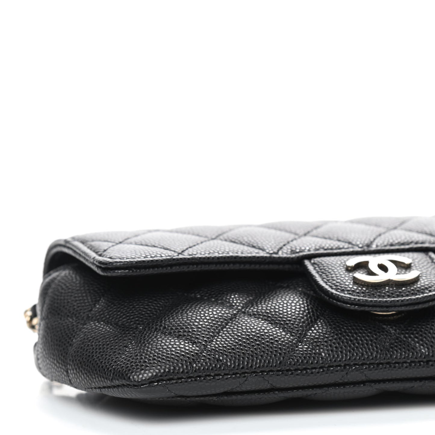 Caviar Quilted Glasses Case With Chain Black