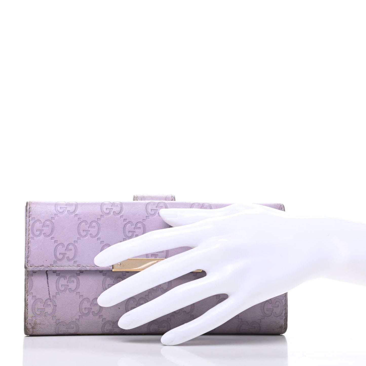 Guccissima Metal Bar Continental Wallet Lavender