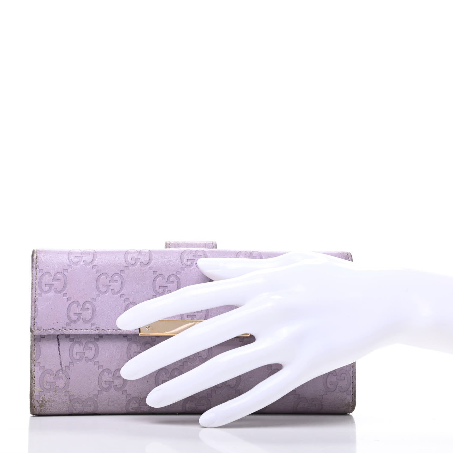 Gucci Guccissima Metal Bar Continental Wallet Lavender 2 of 12