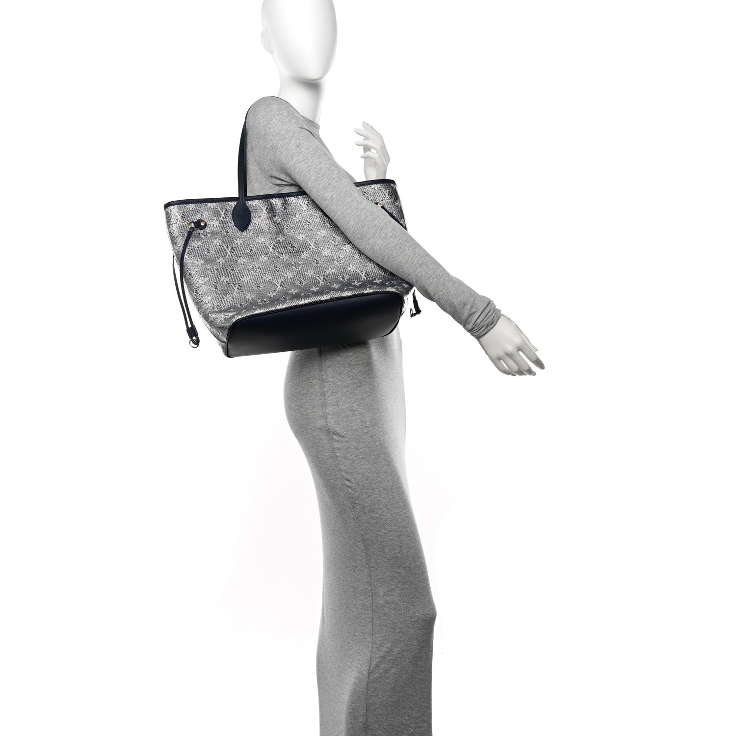 Louis Vuitton Monoglam Neverfull MM Blue 2 of 12