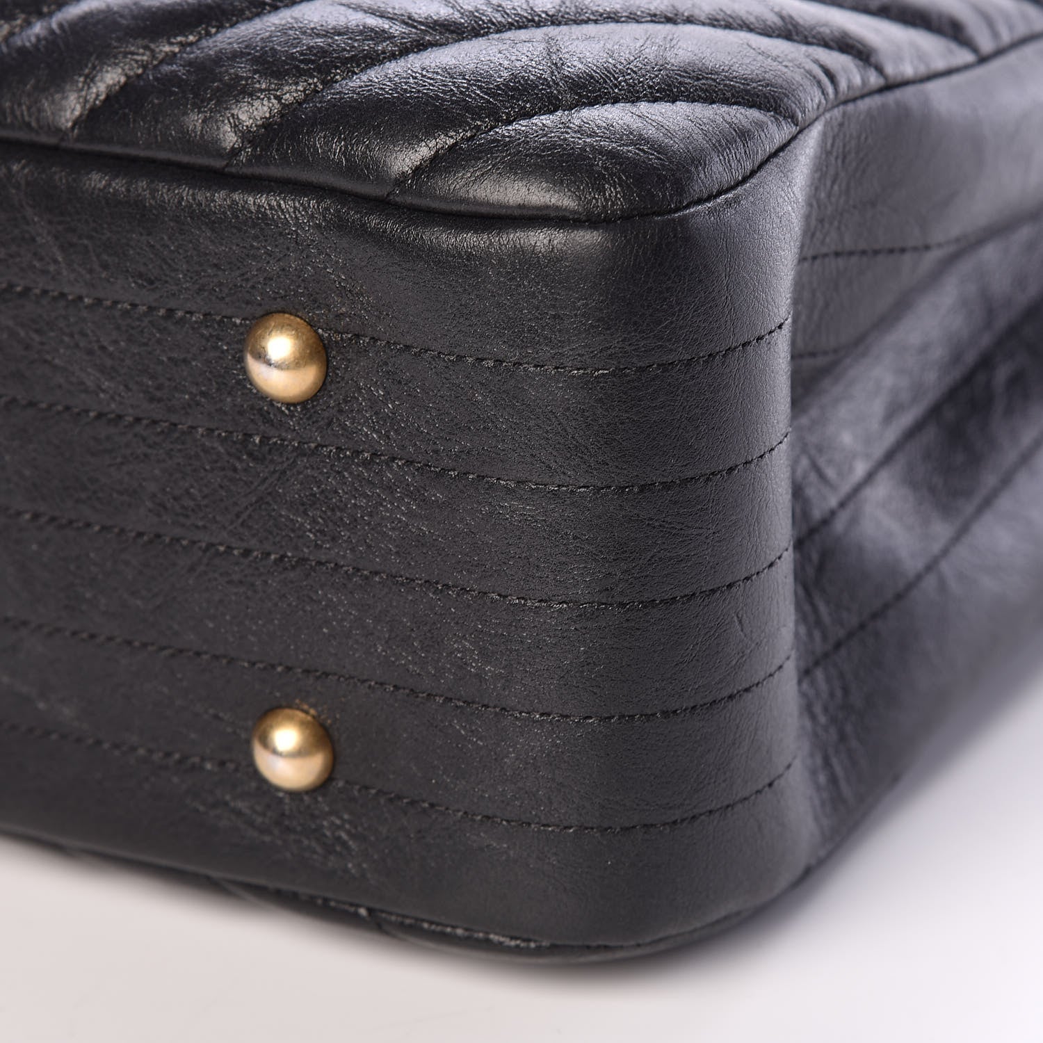 Chanel Iridescent Calfskin Chevron Quilted Shopping Tote Black 6 of 10
