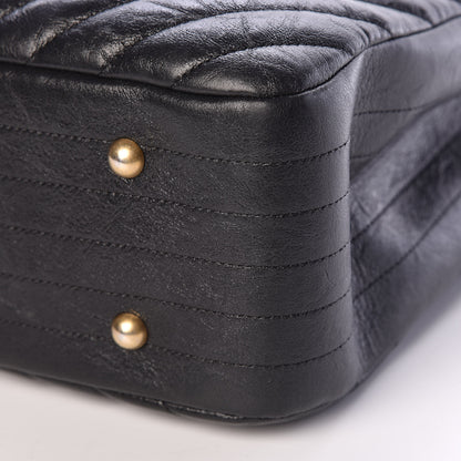 Chanel Iridescent Calfskin Chevron Quilted Shopping Tote Black 6 of 10