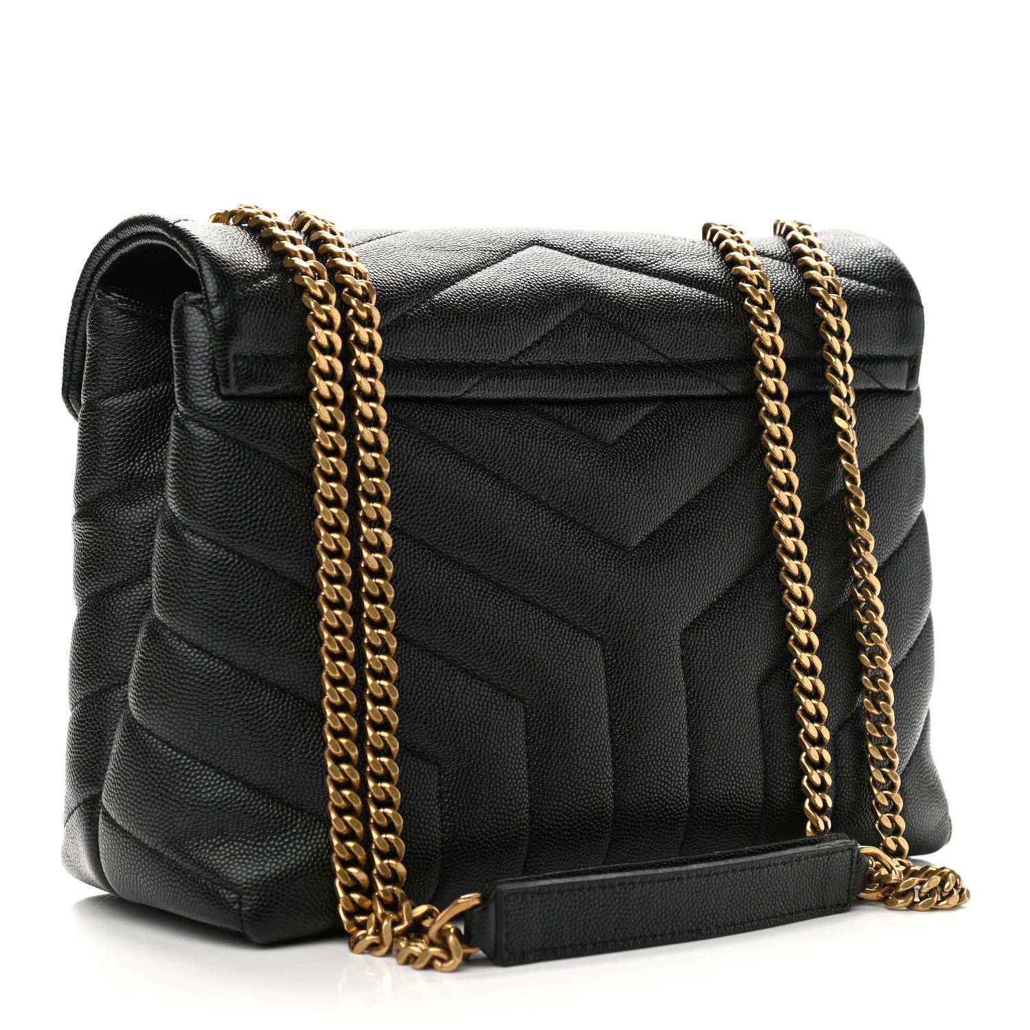 Saint Laurent Grain de Poudre Calfskin Y Quilted Monogram Small Loulou Chain Satchel Black 5 of 17