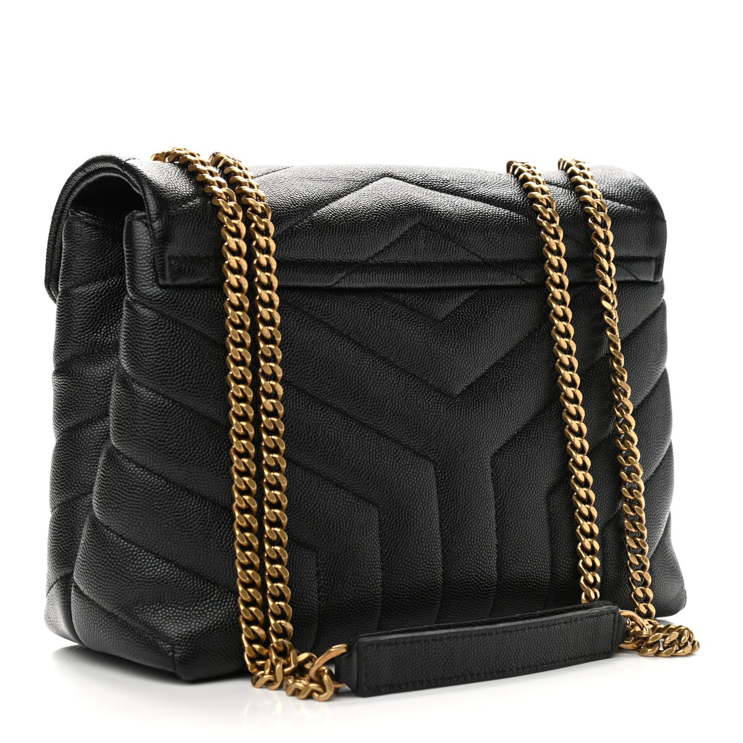 Grain de Poudre Calfskin Y Quilted Monogram Small Loulou Chain Satchel Black