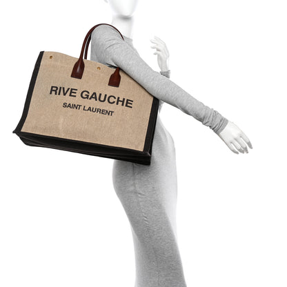 Saint Laurent Linen Calfskin Rive Gauche Tote Natural 2 of 11