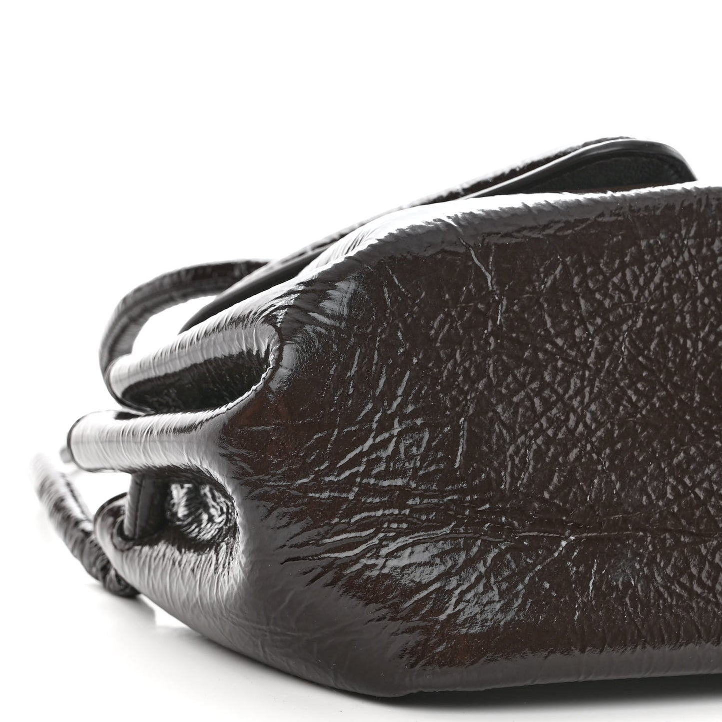 Patent Deerskin Small Beak Triangle Flap Shoulder Bag Fondant