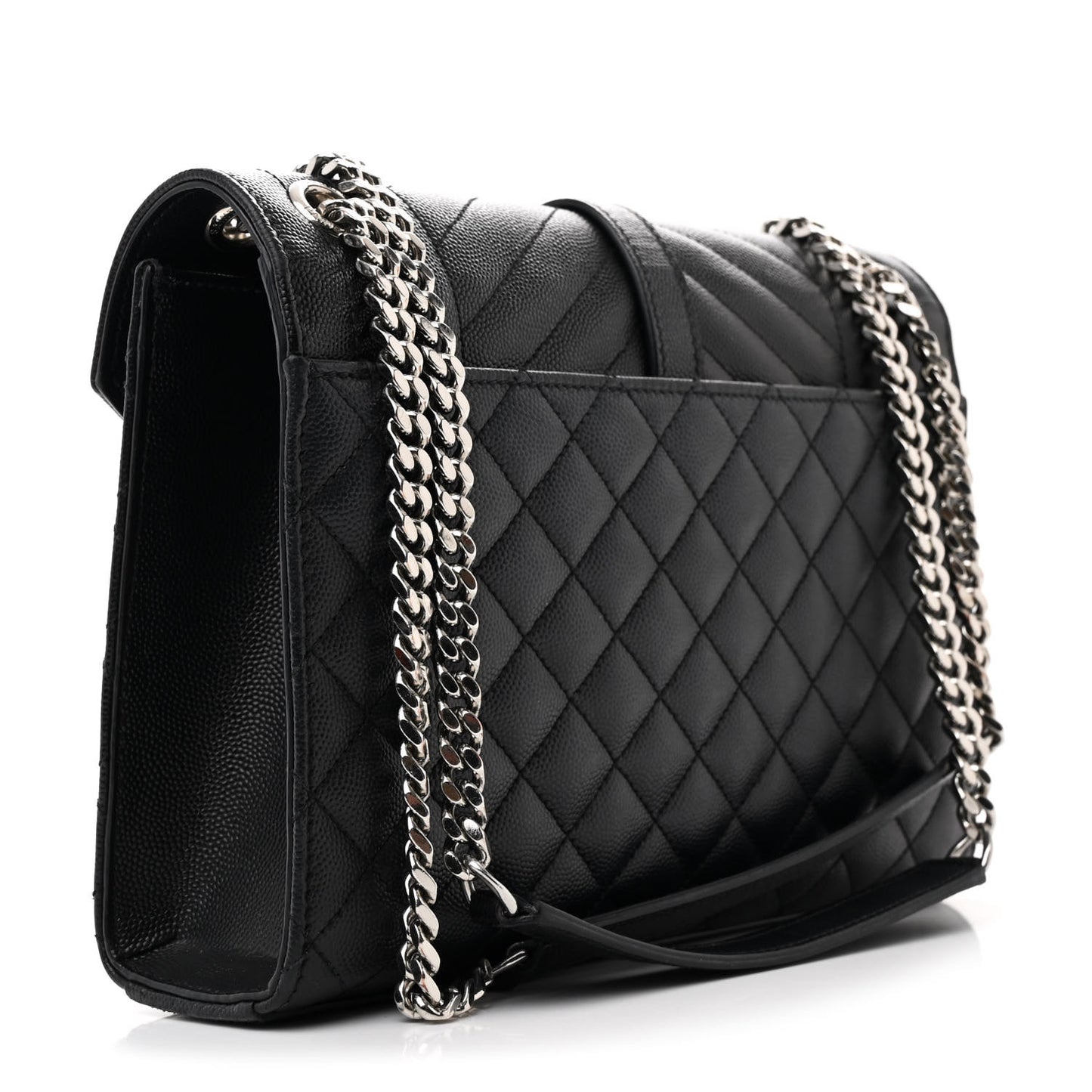 Grain De Poudre Textured Mixed Matelasse Triquilt Medium Monogram Satchel Black