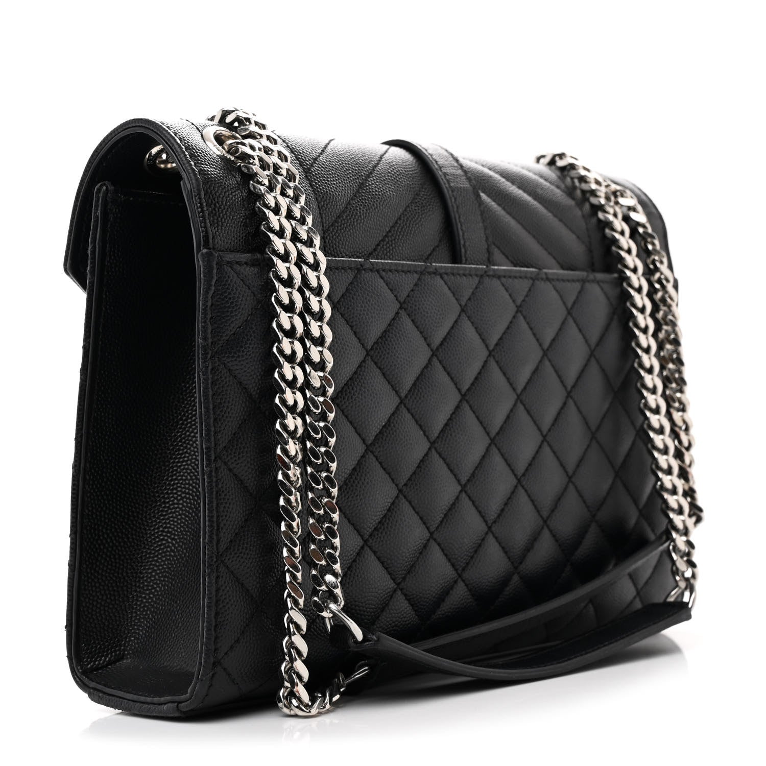 Saint Laurent Grain De Poudre Textured Mixed Matelasse Triquilt Medium Monogram Satchel Black 2 of 13