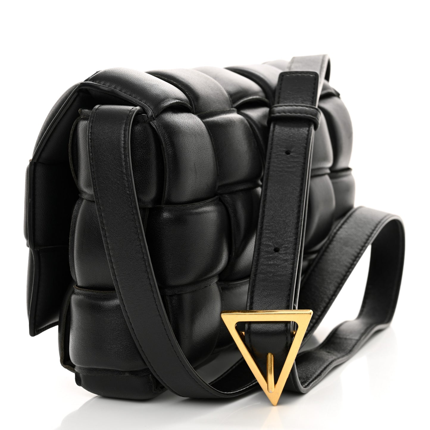 Nappa Maxi Intreccio Padded Cassette Crossbody Bag Black