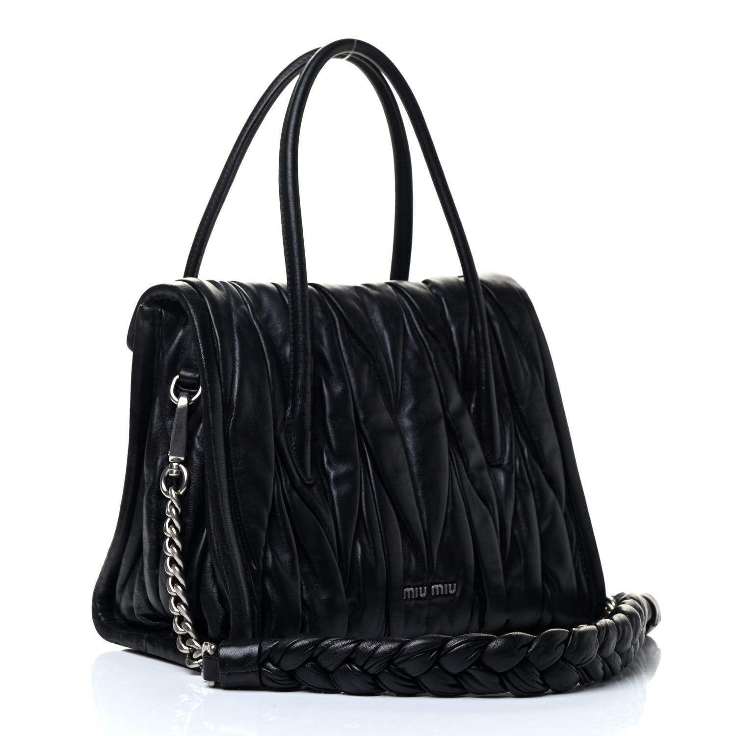Miu Miu Nappa Matelasse Top Handle Tote Black 4 of 10