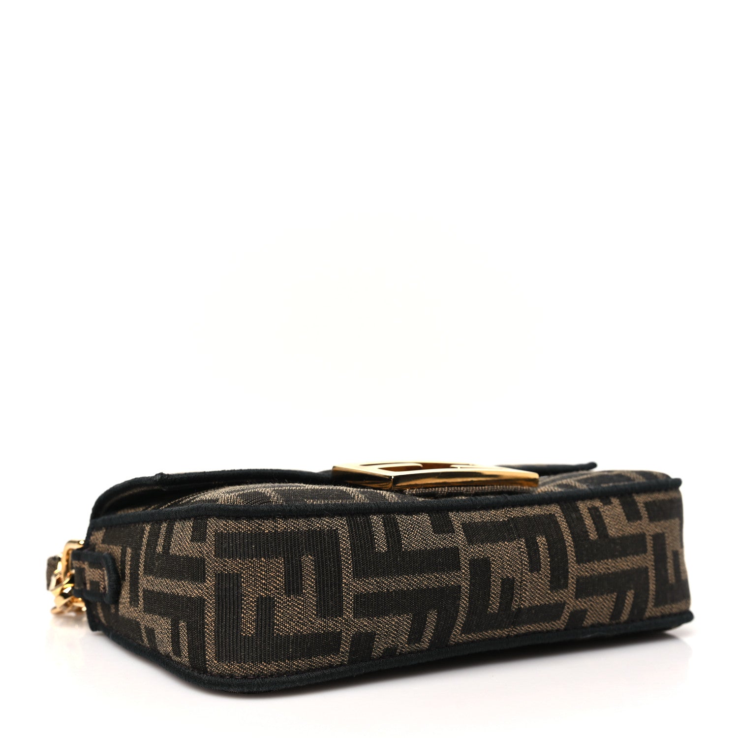 Fendi Fabric Jacquard FF 1974 Mini Baguette Tobacco Moro Black 4 of 11