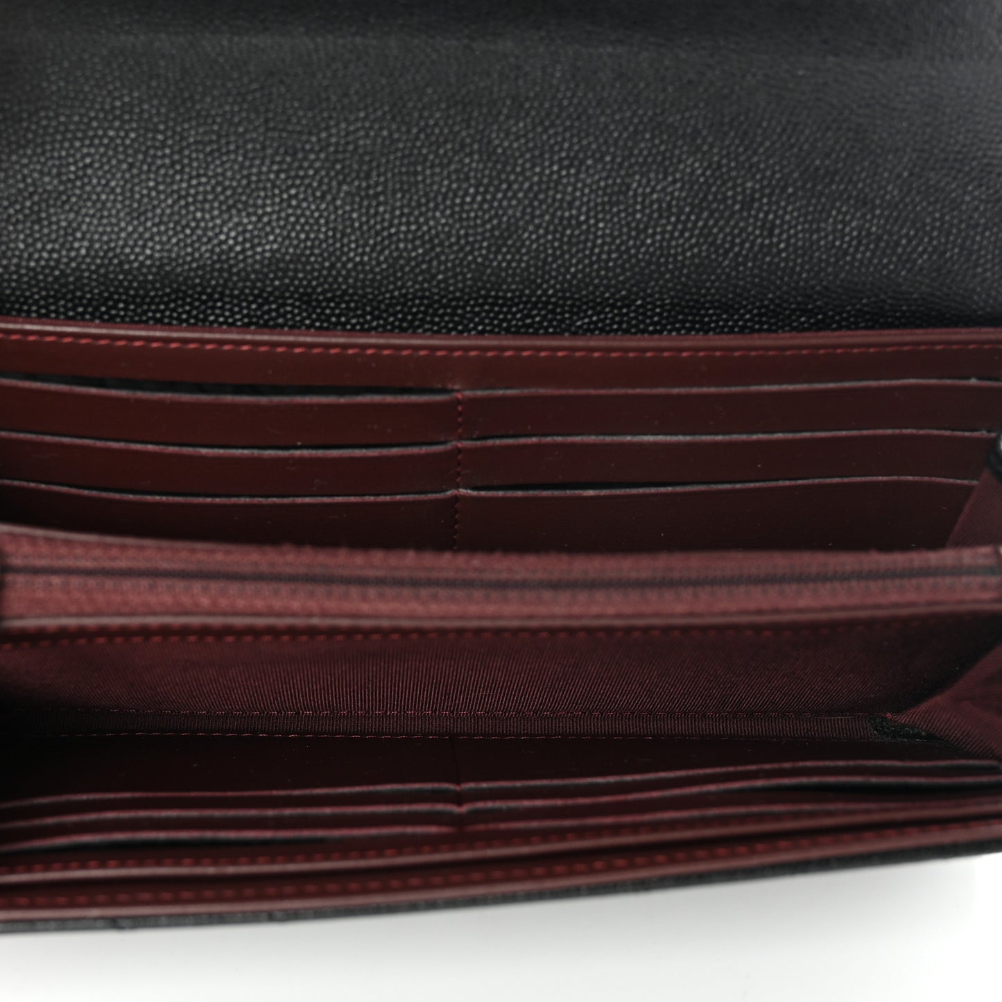 Caviar Chevron Quilted Large Gusset Flap Wallet Black