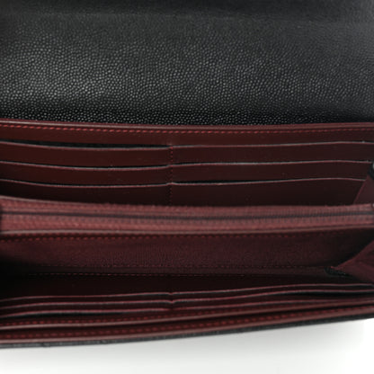 Chanel Caviar Chevron Quilted Large Gusset Flap Wallet Black 5 of 9