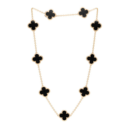 Van Cleef & Arpels 18K Yellow Gold Black Onyx Pure 9 Motifs Alhambra Necklace 3 of 6