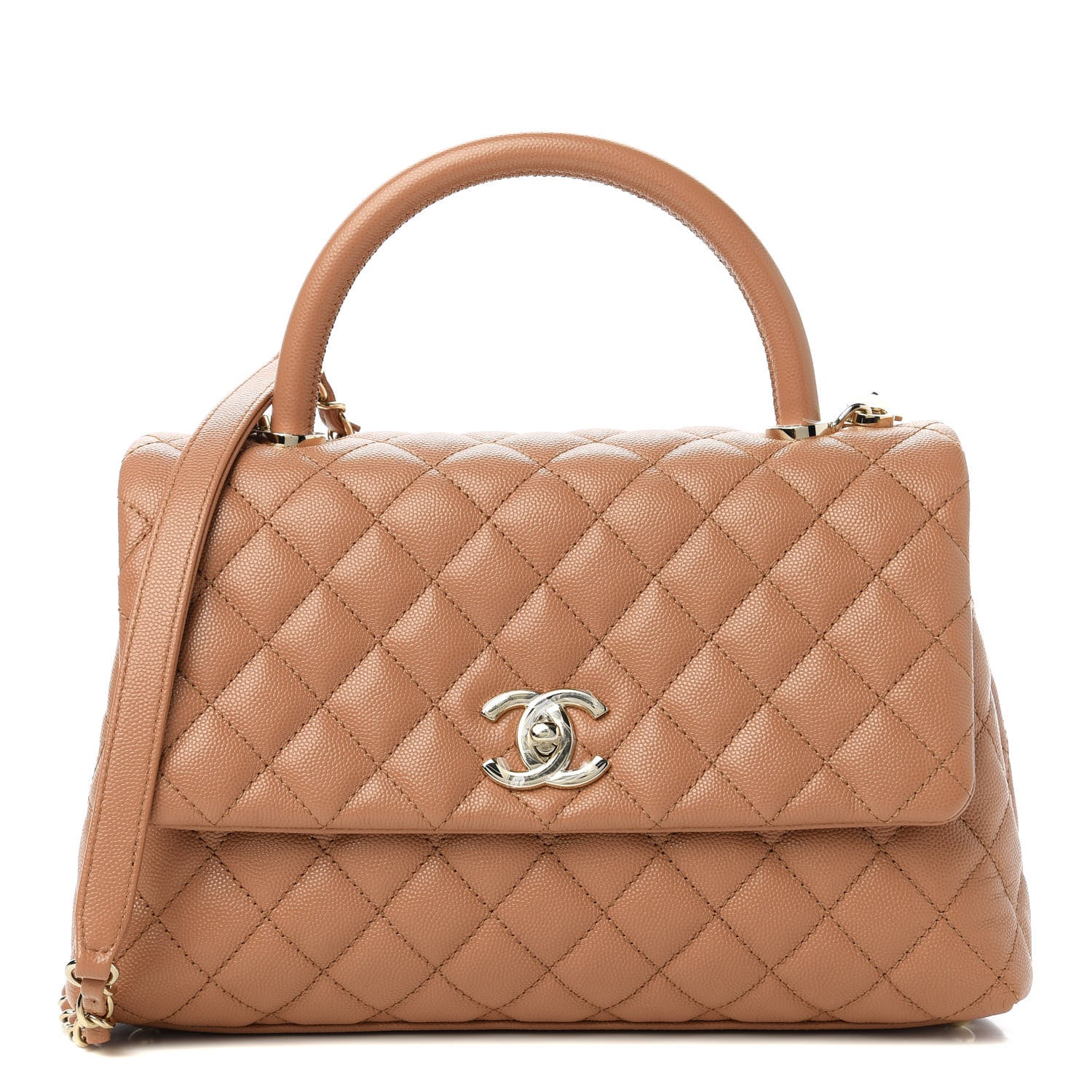 Chanel Caviar Quilted Small Coco Handle Flap Brown 1 of 11