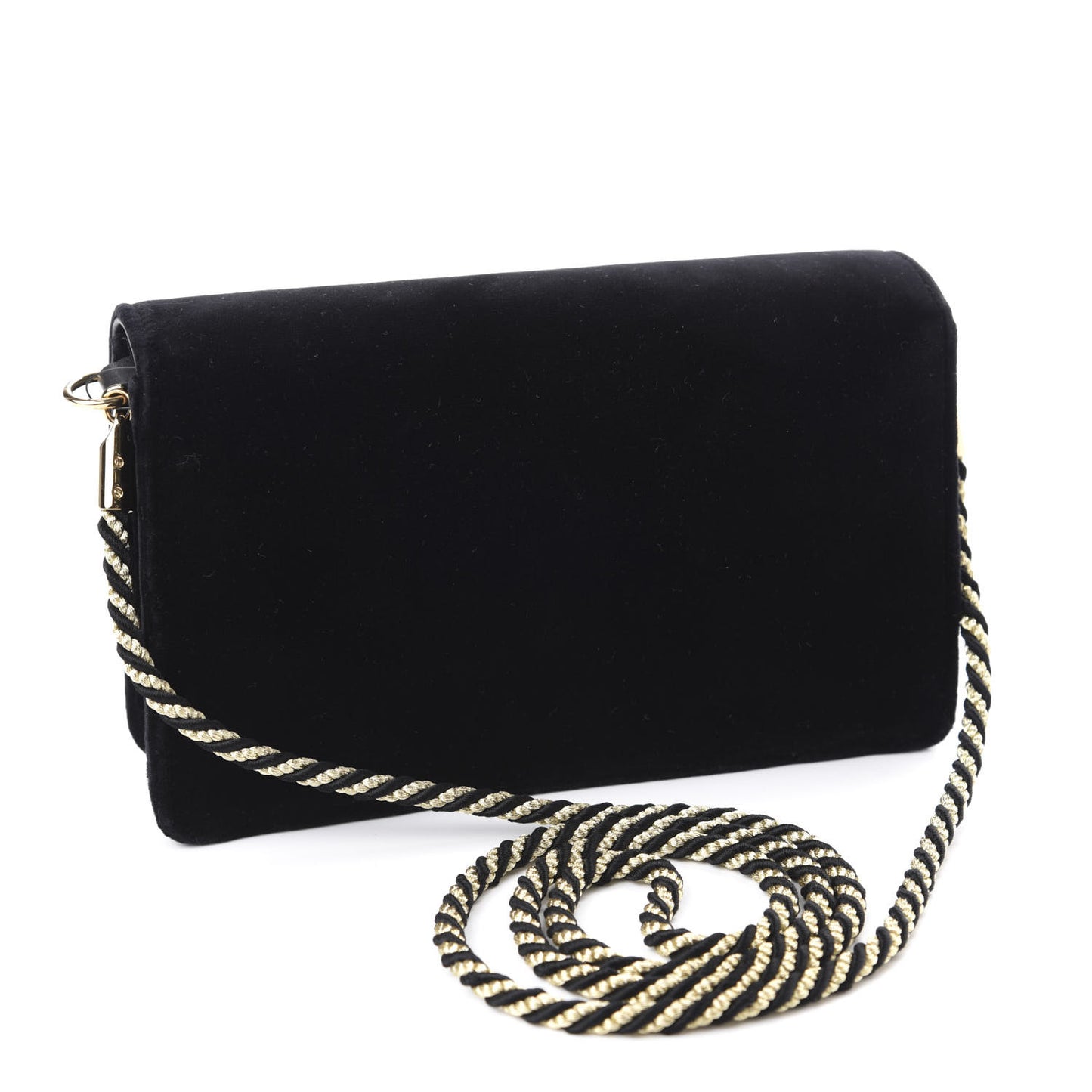 Velvet Crystal Square G Shoulder Bag Black