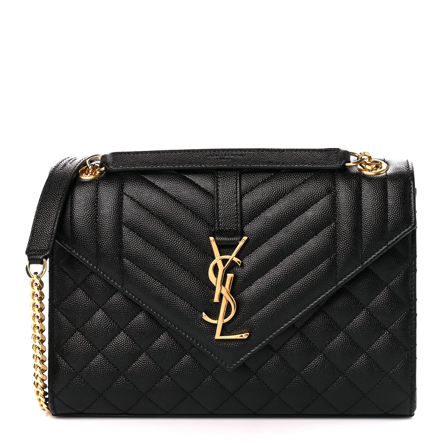 Saint Laurent Grain De Poudre Textured Mixed Matelasse Triquilt Medium Monogram Satchel Black 1 of 11