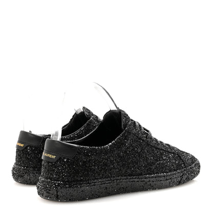 Saint Laurent Calfskin Crystal Glitter Andy Sneakers 38.5 Black 10 of 20