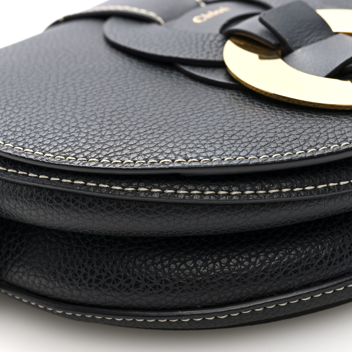 Chloe Grained Calfskin Small Darryl Saddle Crossbody Bag Black 8 of 9