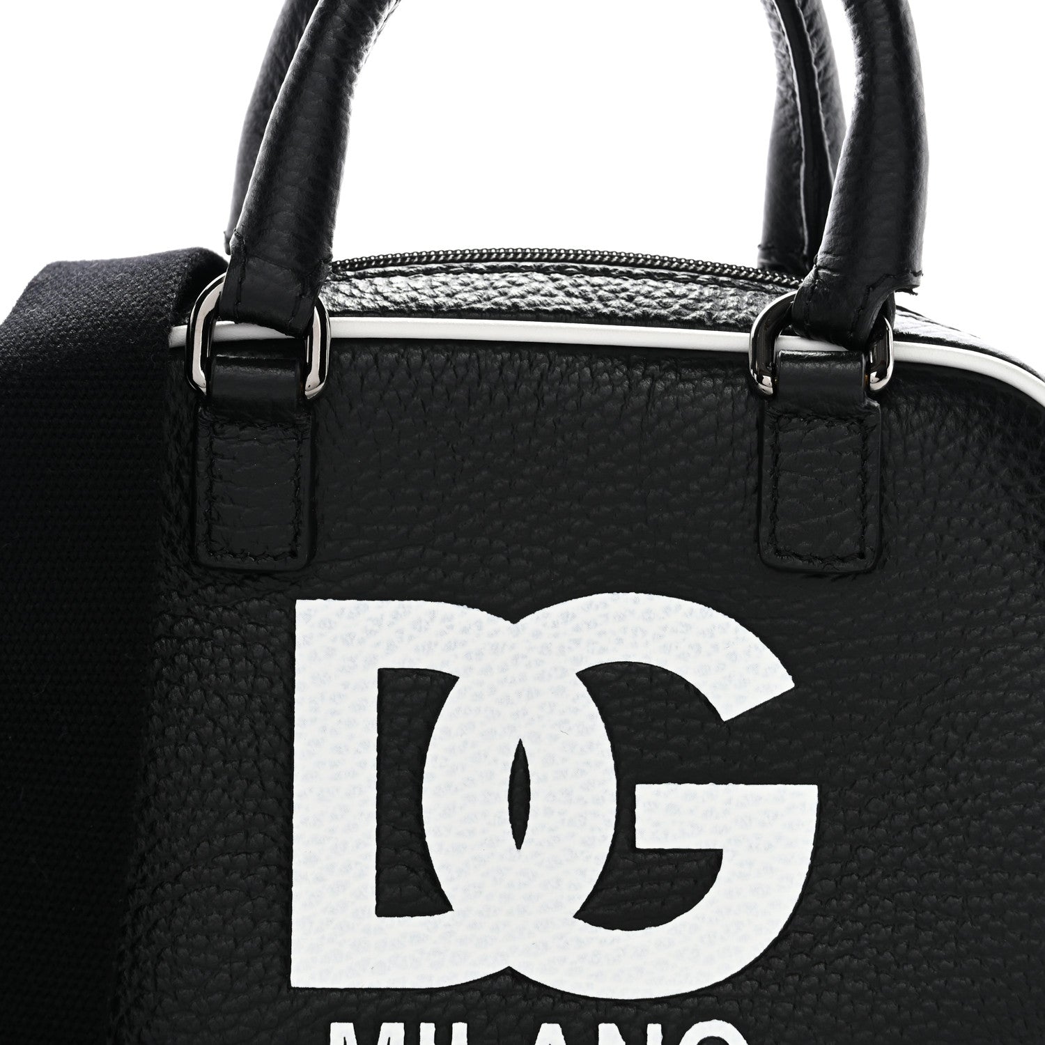 Dolce & Gabbana Calfskin Bowling Bag Black White 7 of 9