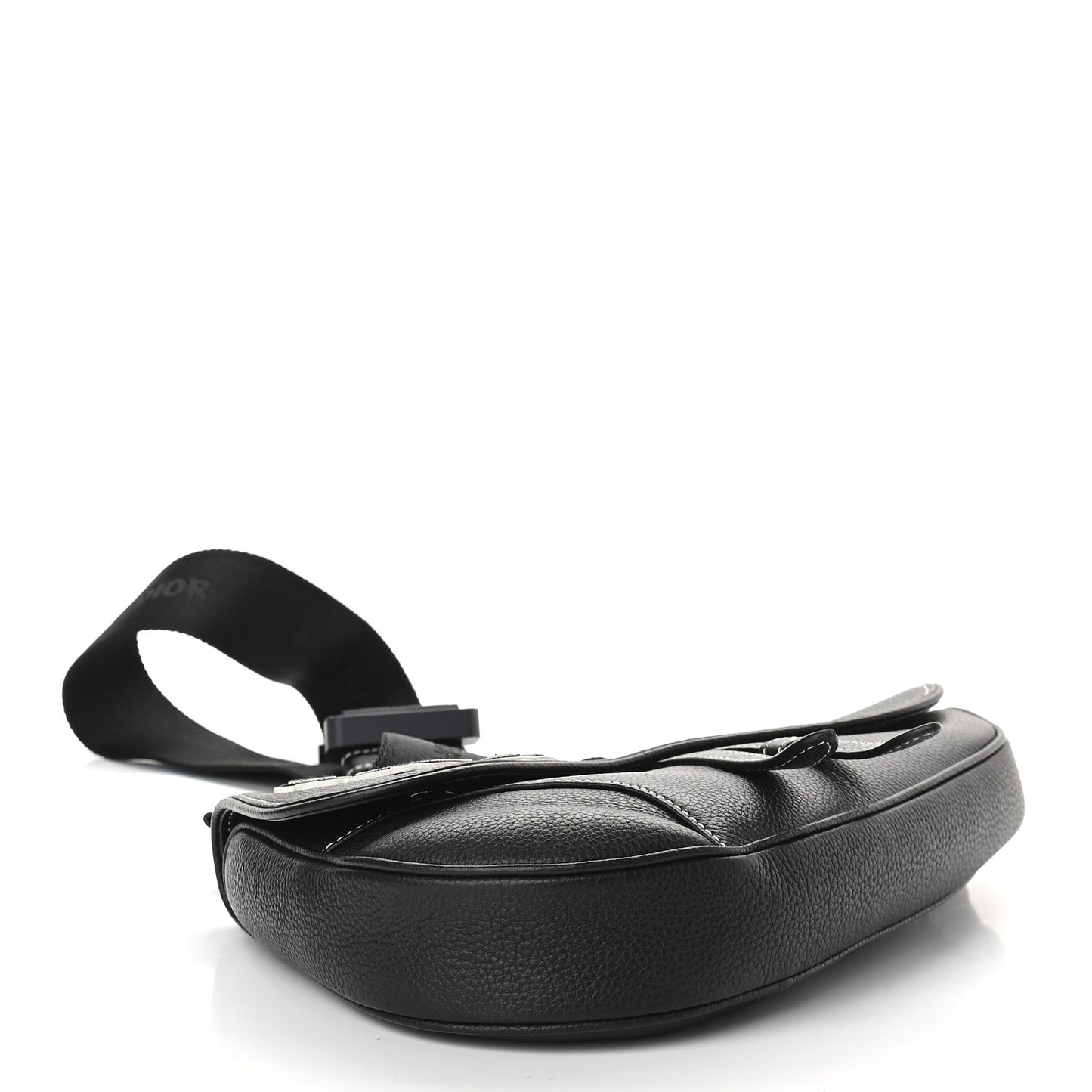 X SHAWN STUSSY Grained Calfskin Bee Saddle Bag Black