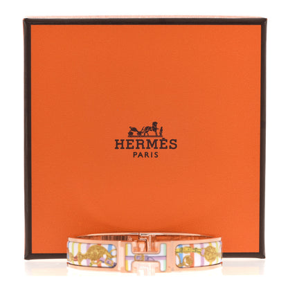 Hermes Enamel Printed Brides de Gala Bayadere Narrow Clic Clac H Bracelet PM Pastel Acidulé 6 of 6