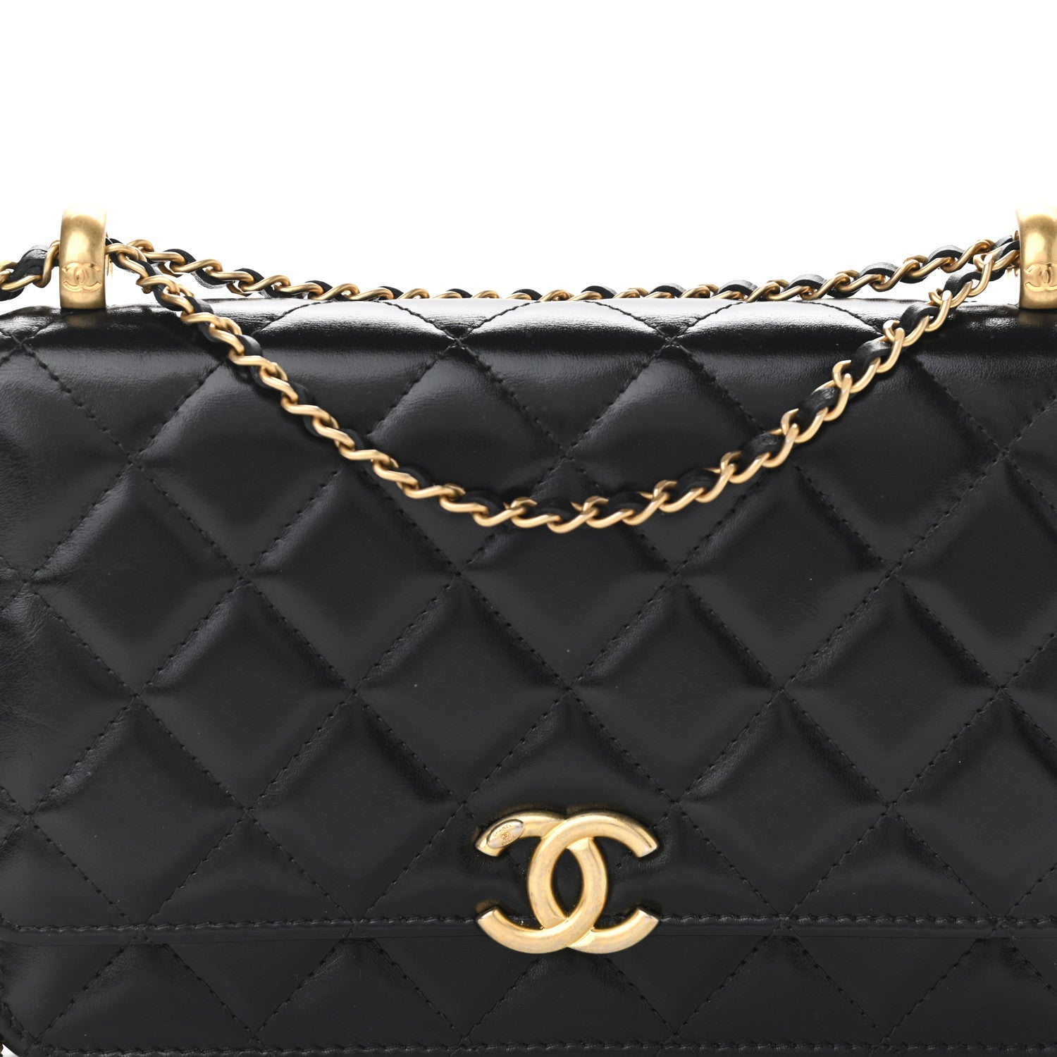 Chanel Calfskin Quilted Perfect Fit Wallet On Chain WOC Black 9 of 12