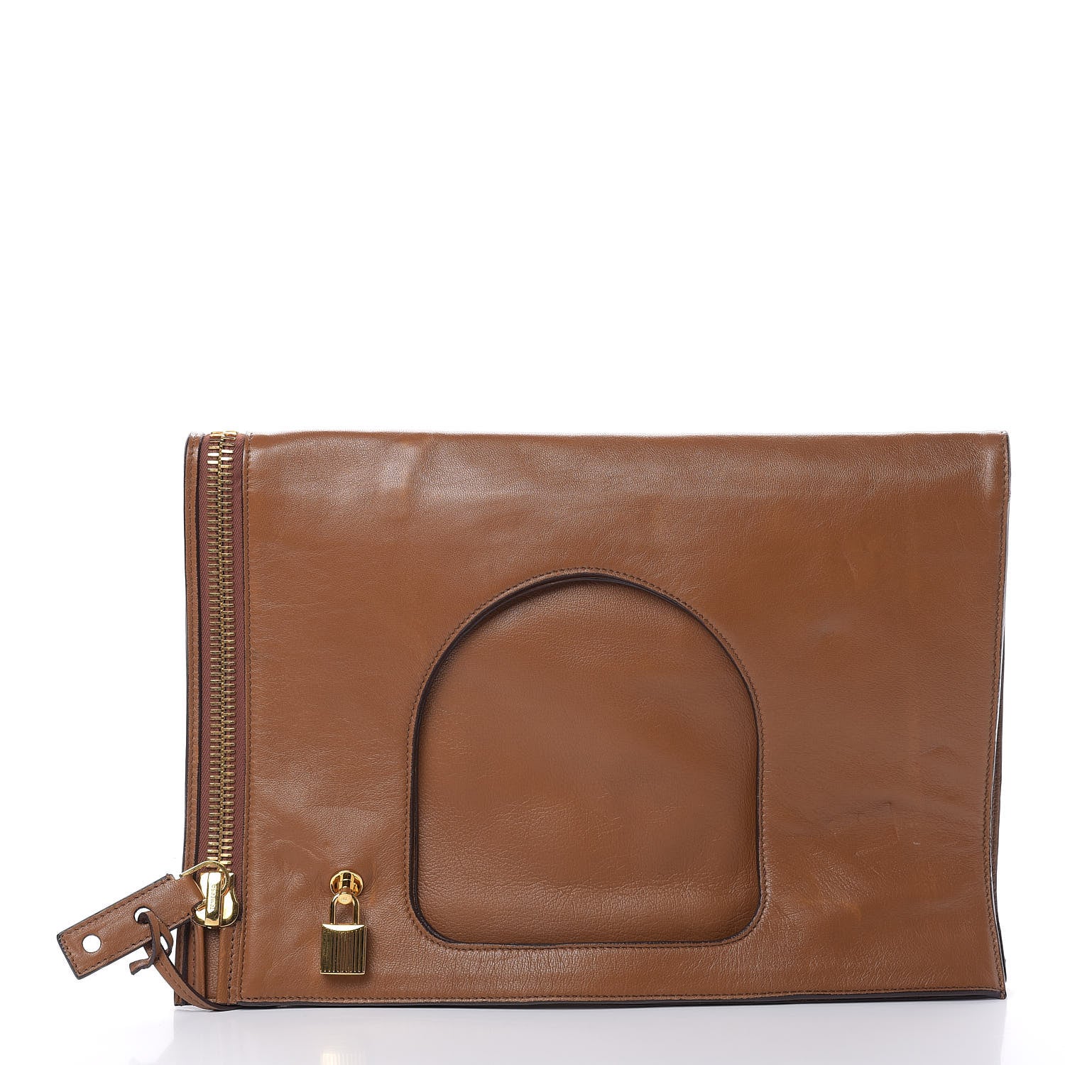 Tom Ford Ramskin Large Alix Padlock Zip Shoulder Bag Brown 1 of 15
