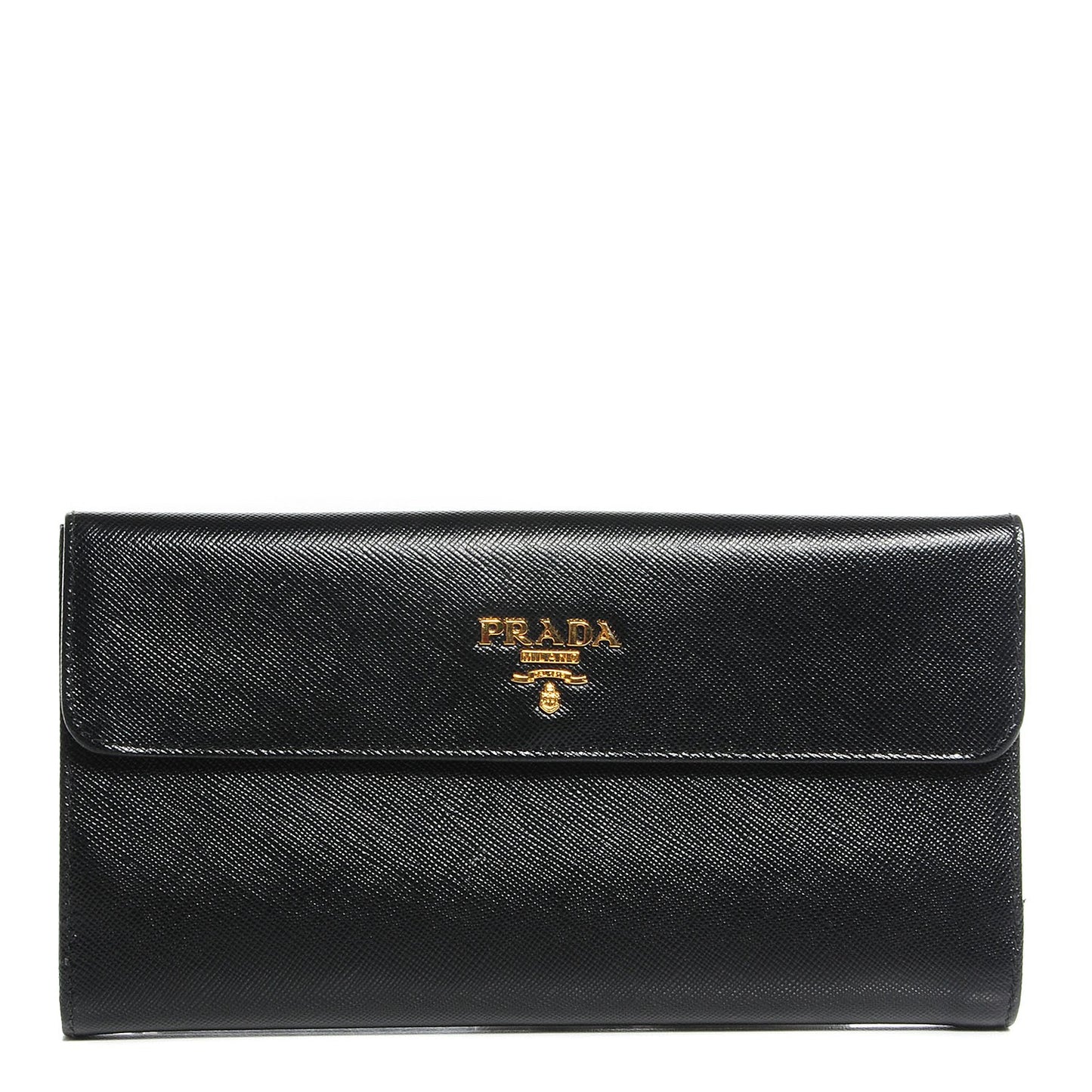 Saffiano Metal Continental Flap Wallet Nero Black