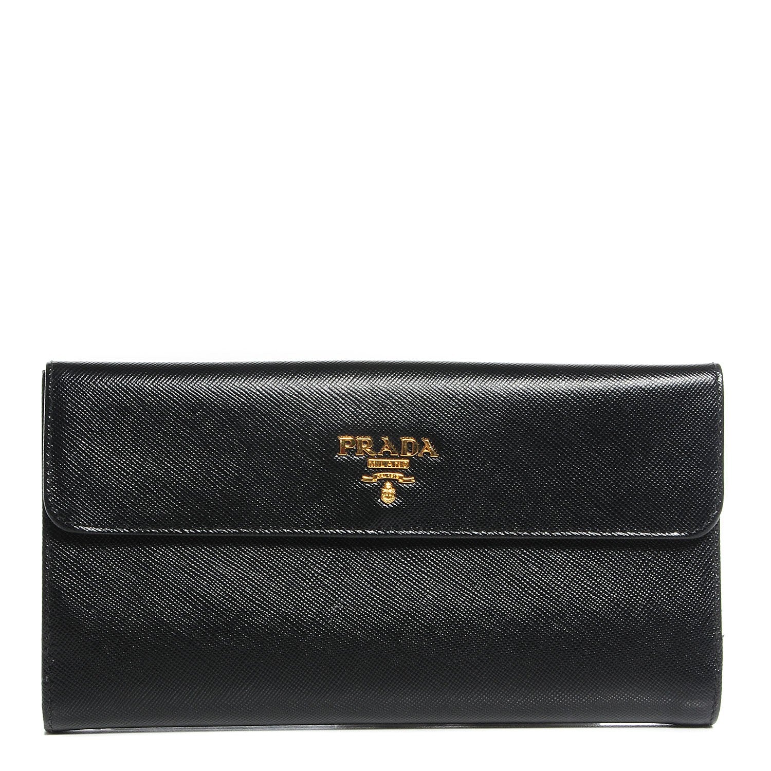 Prada Saffiano Metal Continental Flap Wallet Nero Black 1 of 8
