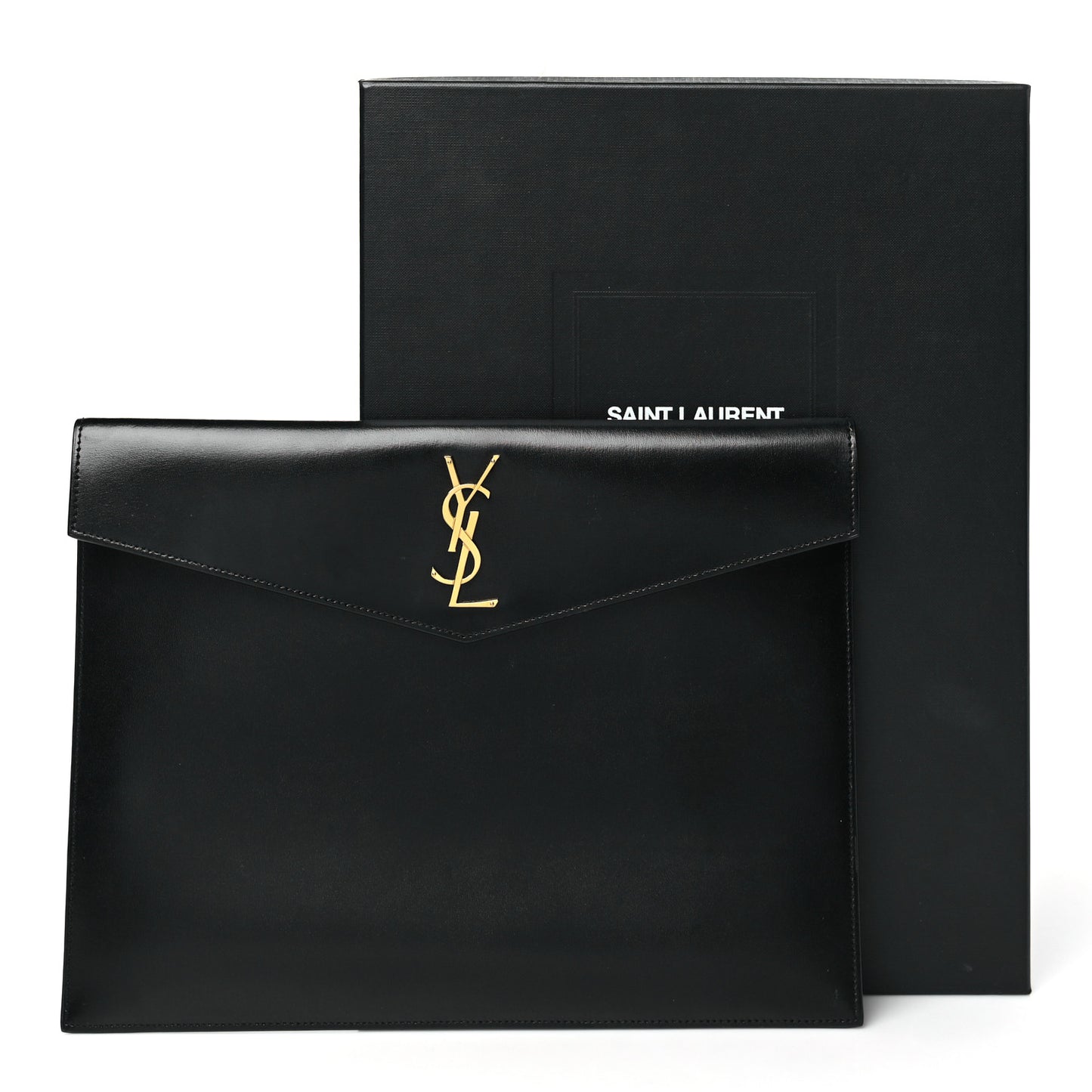 Smooth Shiny Calfskin Monogram Uptown Baby Pouch Black
