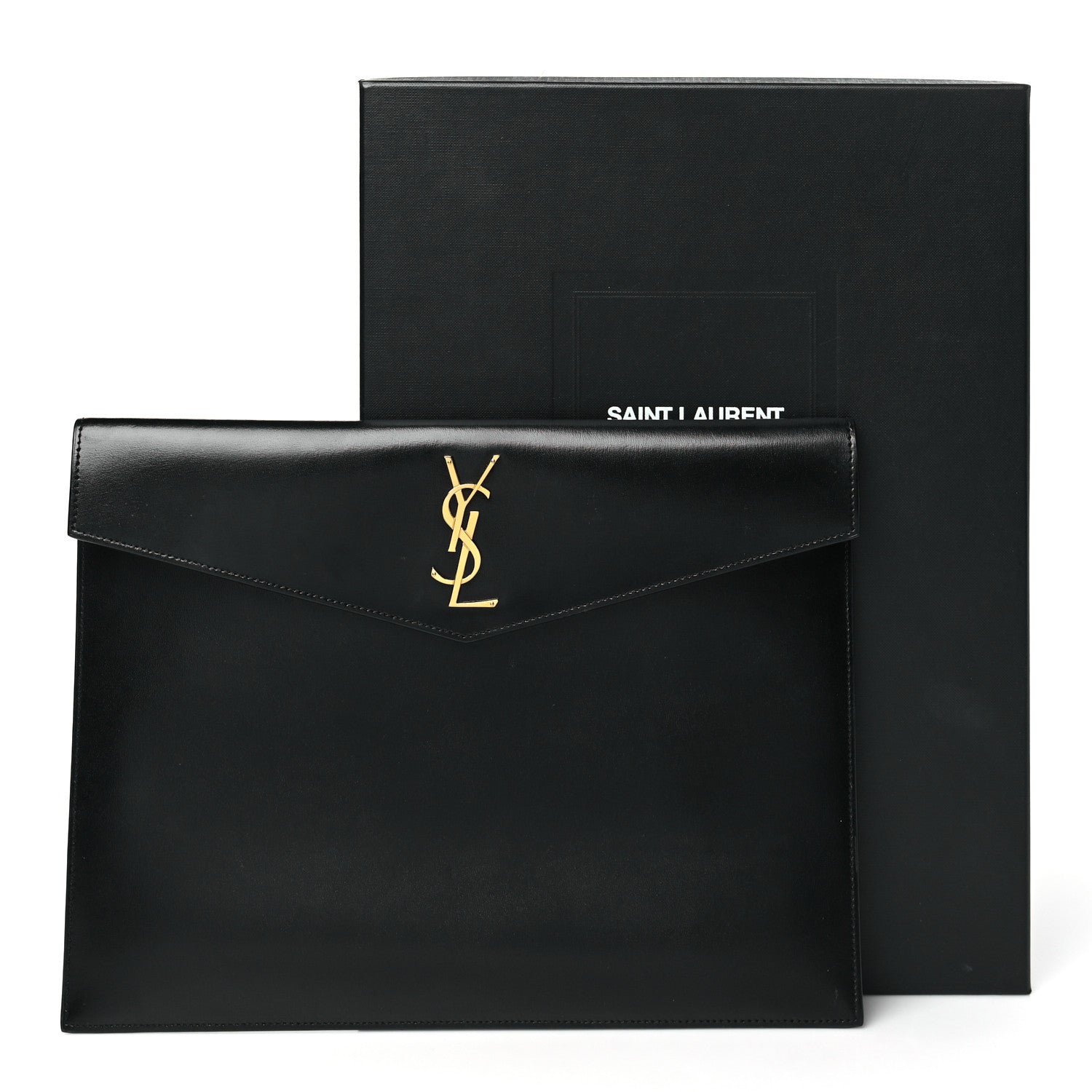 Saint Laurent Smooth Shiny Calfskin Monogram Uptown Baby Pouch Black 9 of 9