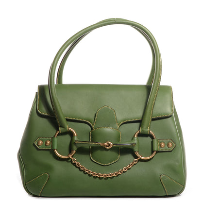 Gucci Leather Horsebit Chain Flap Bag Green 1 of 7