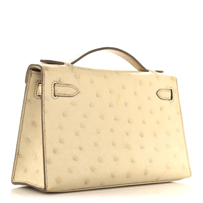 Hermes Ostrich Kelly Pochette Clutch Beton 3 of 15