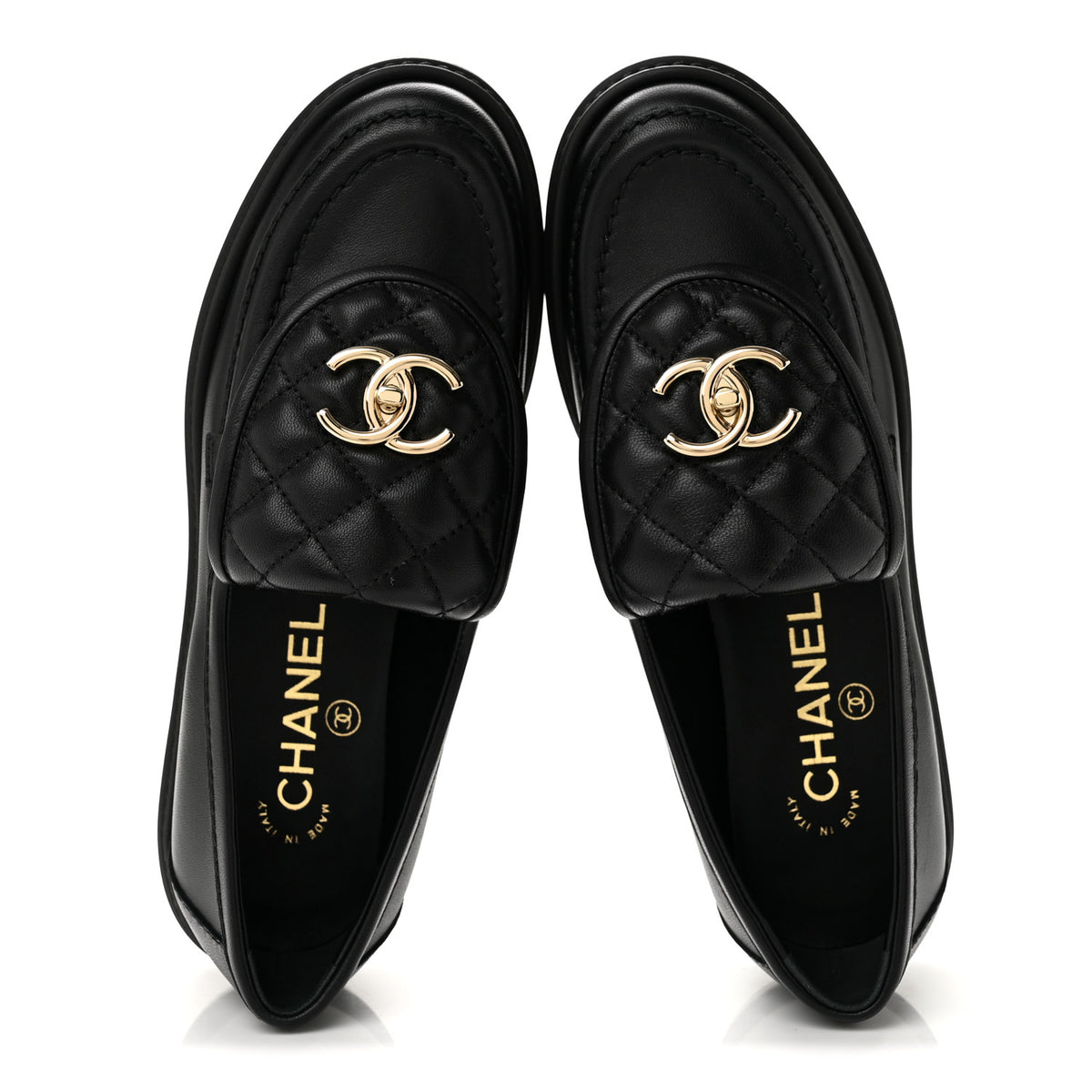 Chanel Lambskin Quilted CC Turnlock Loafers 36 Black 2 of 10