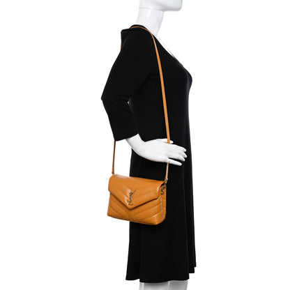 Saint Laurent Calfskin Y Quilted Monogram Toy Loulou Crossbody Bag Cheddar 2 of 12
