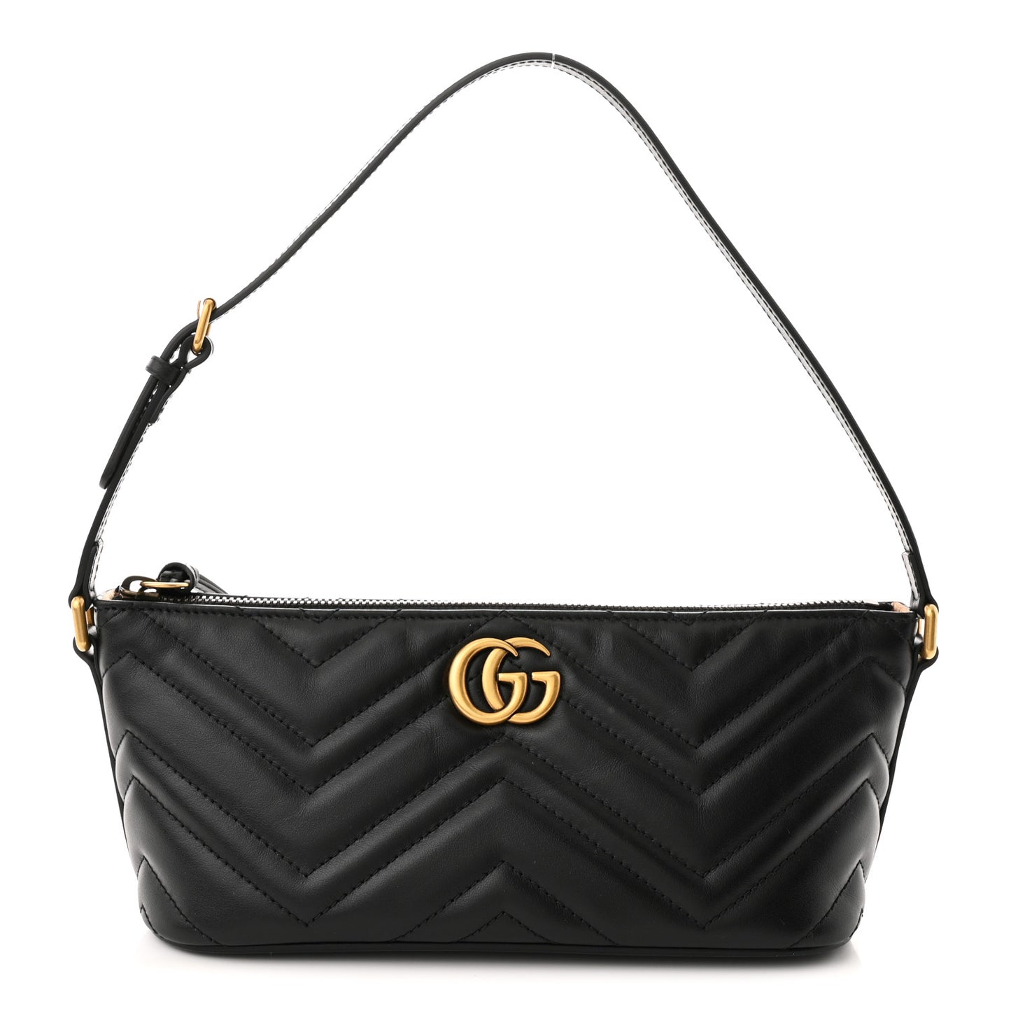 Calfskin Matelasse Chevron GG Marmont Sling Shoulder Bag Black