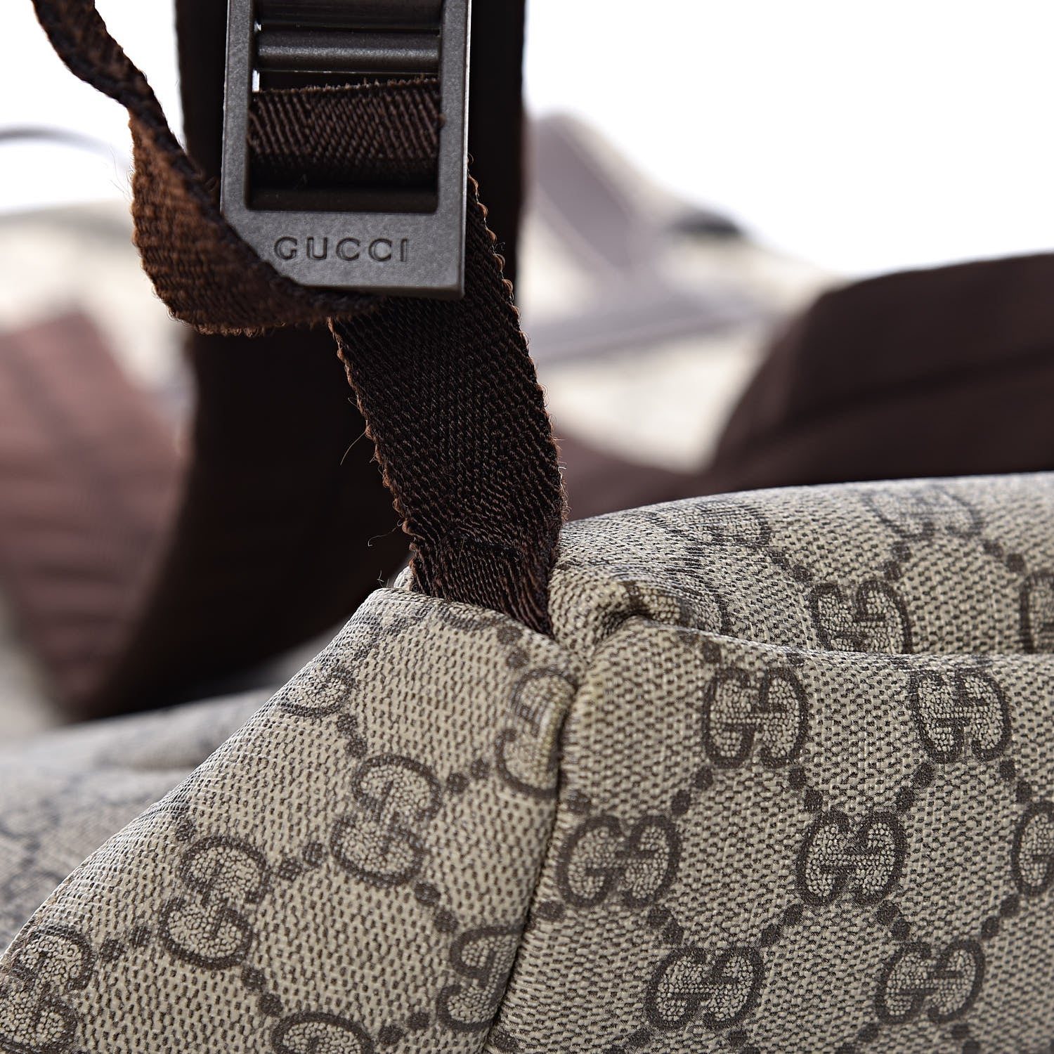 Gucci GG Supreme Monogram Large Interlocking G Double Buckle Backpack Dark Brown 8 of 11