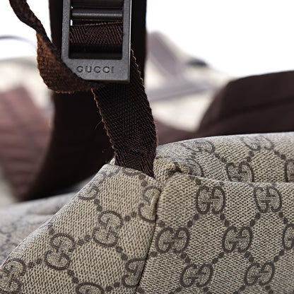 Gucci GG Supreme Monogram Large Interlocking G Double Buckle Backpack Dark Brown 8 of 11