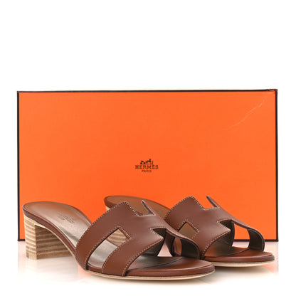 Hermes Calfskin Oasis Sandals 37 Gold 11 of 11