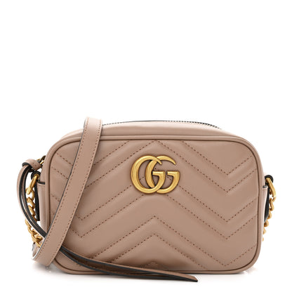 Gucci Calfskin Matelasse Mini GG Marmont Chain Shoulder Bag Porcelain Rose 1 of 10