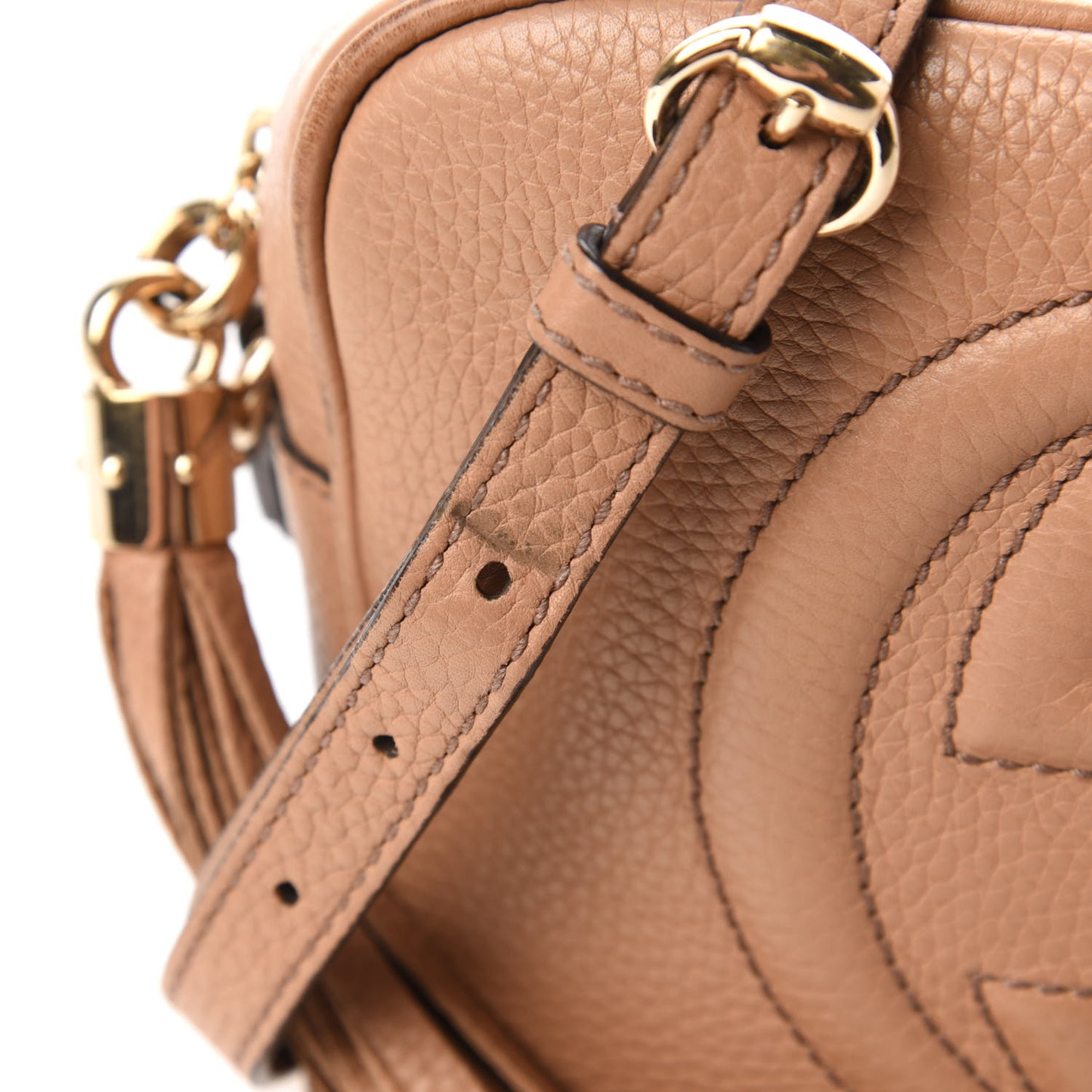 Pebbled Calfskin Small Soho Disco Bag Camelia