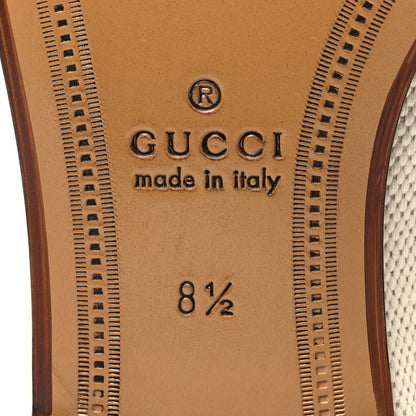 Gucci Canvas Horsebit Mens Jordaan Loafers 8.5 Natural Honey Brown 7 of 9