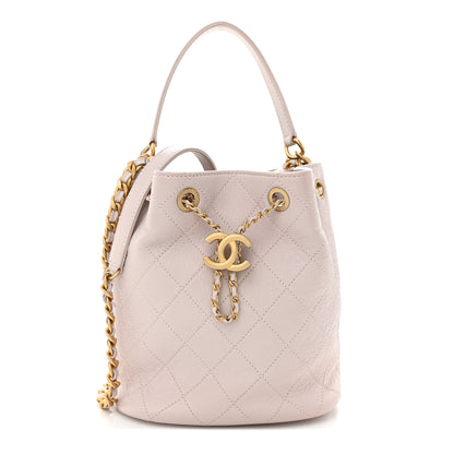 Chanel Shiny Lambskin Quilted Fashion Therapy Bucket Drawstring Bag Light Pink 1 of 12