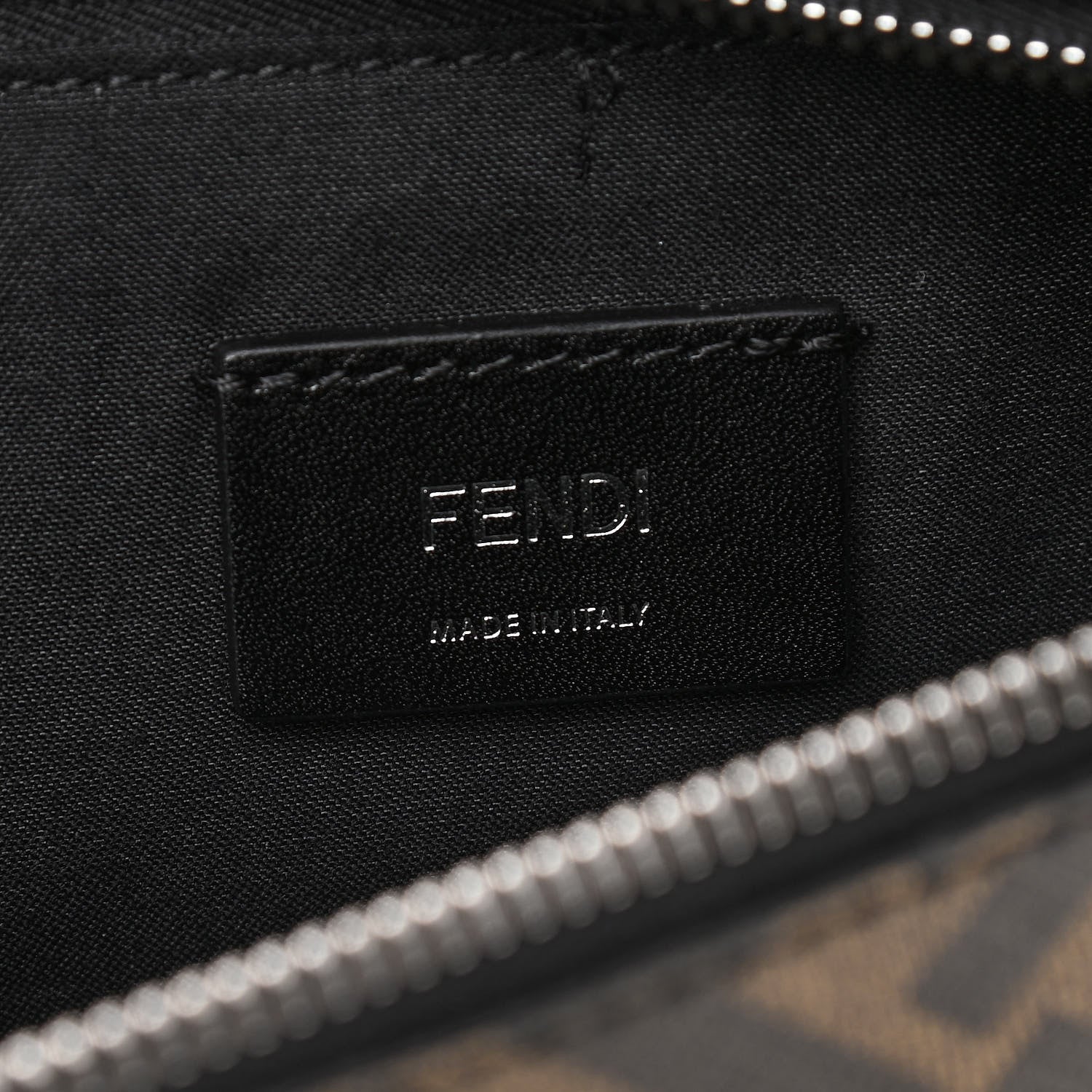 Fendi Glazed Fabric Vitello Liberty FF 1974 Diagonal Belt Bag Tobacco Moresco Black 6 of 10