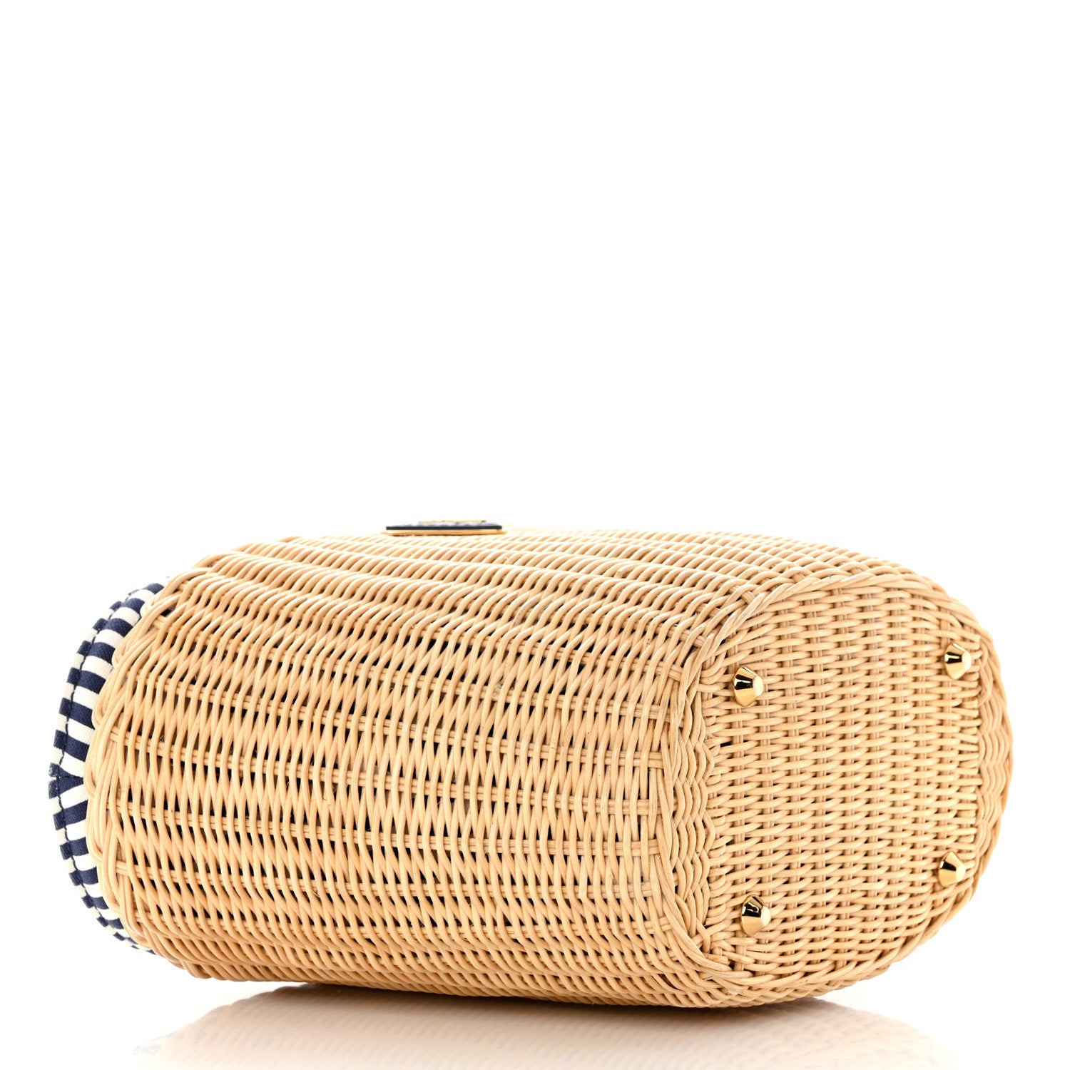 Prada Wicker Canvas Shoulder Bag Naturale Bluette 4 of 11