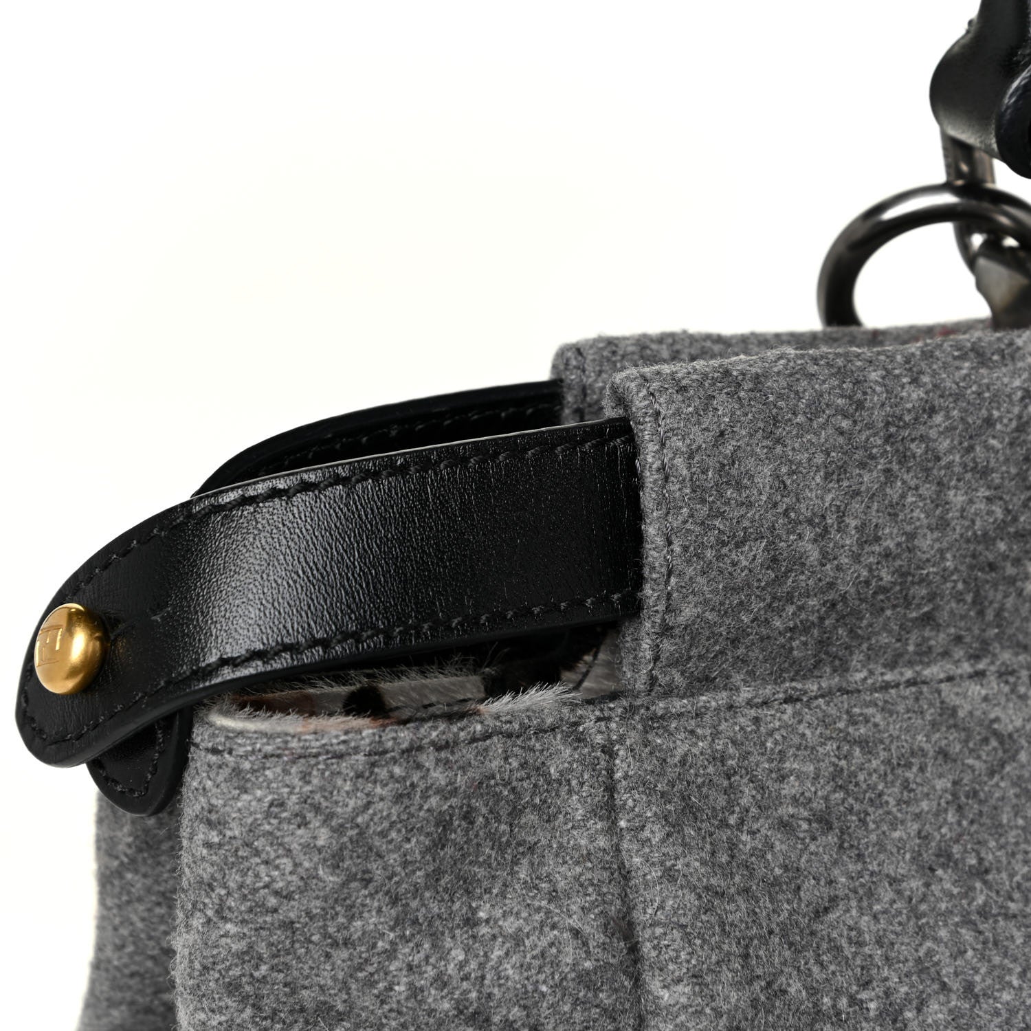 Fendi Flannel Large Peekaboo Iconic Satchel Grey 10 of 13