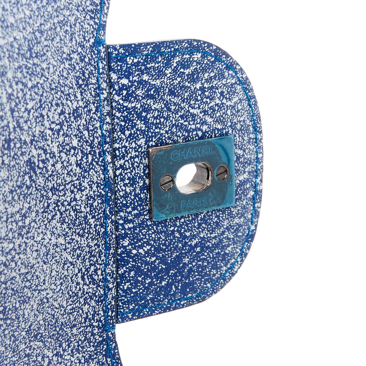 Chanel Crackled Calfskin Jumbo Double Flap Blue 7 of 12